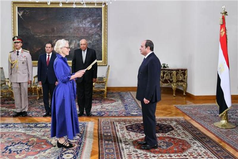 الرئيس السيسي خلال تسلمه أوراق إحدى السفيرات