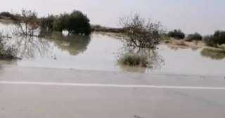 وصول السيول لمدينة نخل بوسط سيناء دون تأثير على حركة السير