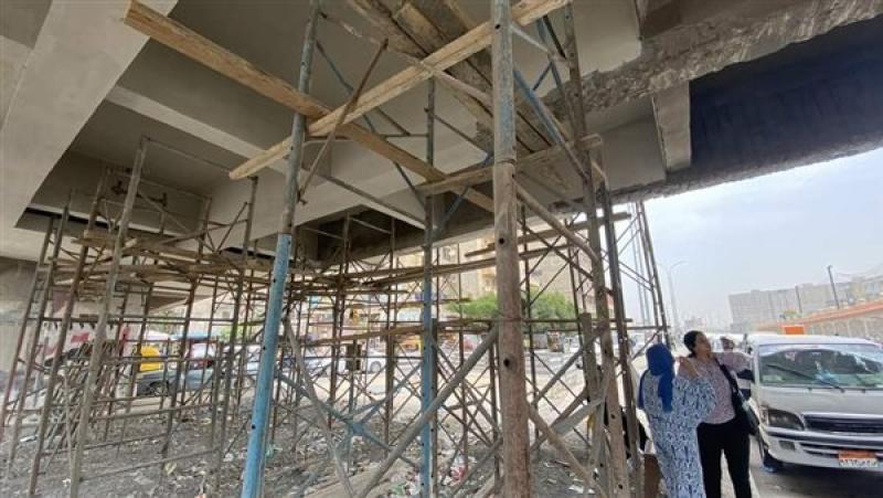 أعمال الترميم بكوبري الناموس في الإسكندرية